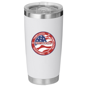 White Tumbler with Trumplicated logo